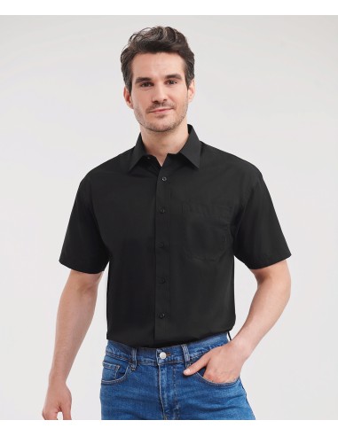 R-R-935M-0-Mens Short Sleeve Poly-Cotton Easy Care Poplin Shirt